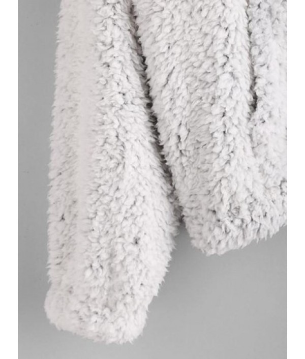 Pockets Fluffy Faux Fur Teddy Coat