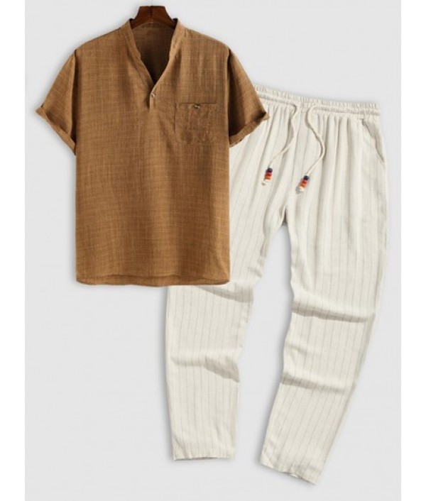 Men's Casual Plain Color Front Pocket No...