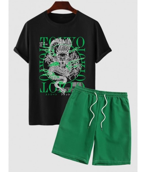 Men's Letter Oriental Dragon Graphic Pri...