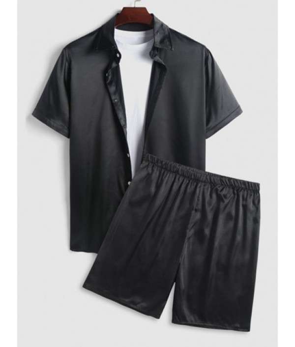 Solid Color Silky Satin Short ...