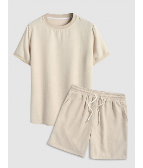 Men's Solid Color Ribbed Cordu...