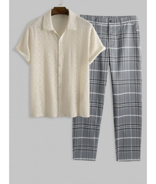 Men's Sexy Floral Jacquard See-through L...