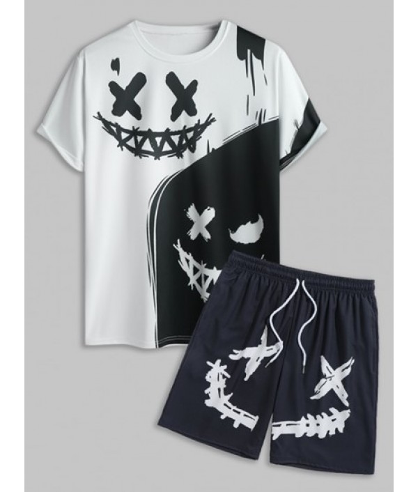 Men's Evil Smile Face Print Co...