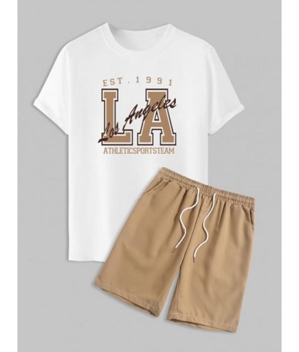 Los Angeles Letter Printed Short Sleeves...