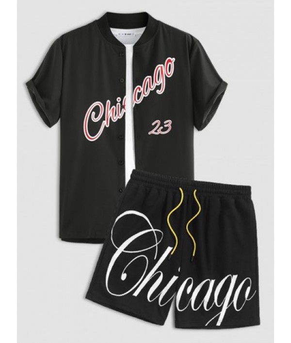Men's Chicago Graphic Letter Print Short...