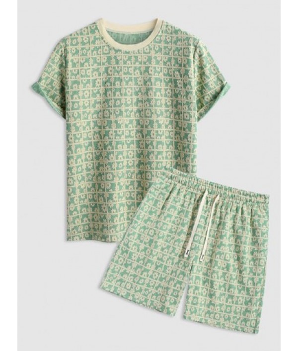 Men's Casual Athleisure Floral Checks Ja...