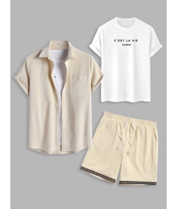 3Pcs C'EST LA VIE Letter Printed T-shirt...