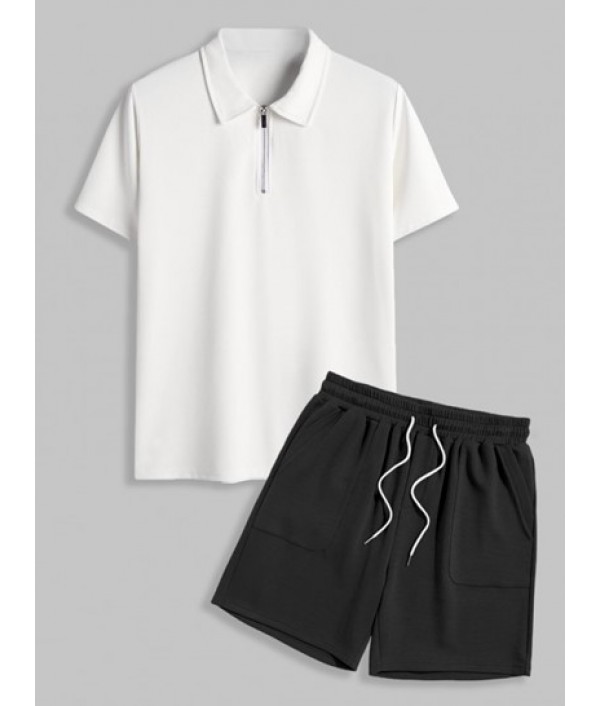 Men's Casual Half Zip Design P...