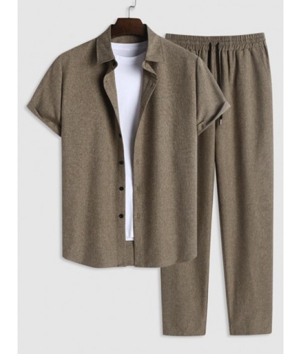 Men's Marled Short Sleeves Button Front ...