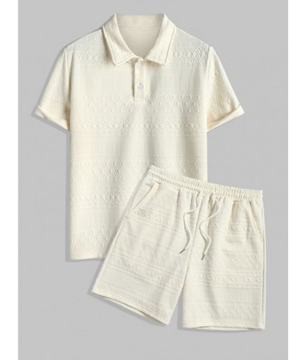 Geometric Retro Jacquard Textured Quarte...