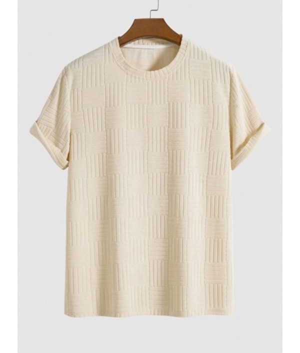 Jacquard Terry Cloth Textured Short Sleeves T Shirt With Shorts Two Piece Set