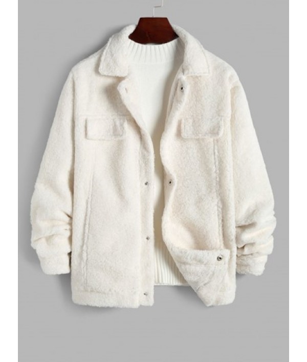 Fluffy Polar Fleece Solid Color Button Fly Jacket With UNISEX Turtleneck Essentials Sweater Set Fluffy Polar Fleece Solid Color Button Fly Jacket With UNISEX Turtleneck Essentials Sweater Set