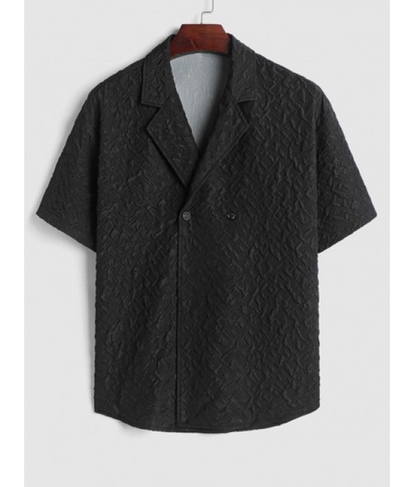 Men's Casual Bubble Jacquard Textured Short Sleeves Kimono Shirt And Solid Color Drawstring Shorts Set