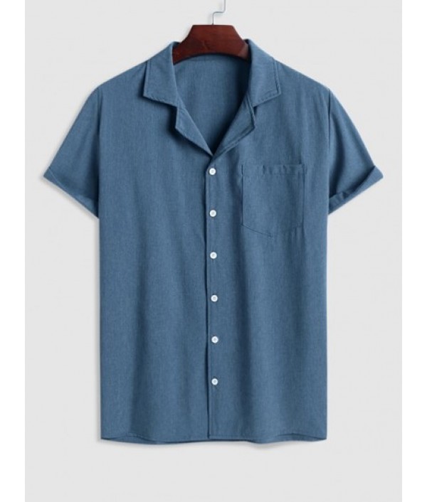 Men's Lapel Collar Short Sleeves Front Pocket Design Button Up Casual Shirt And Basic Casual Shorts Set