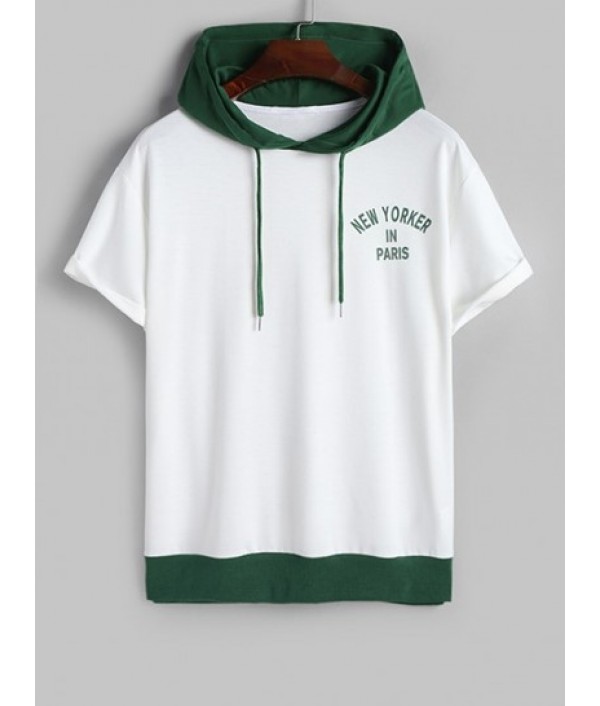 NEW YORKER IN PARIS Pattern Color Spliced Hooded Tee And Techwear Cargo Pants Set