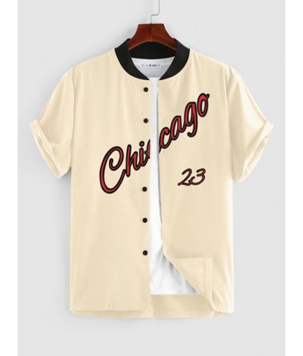 Chicago Short Sleeves Baseball Shirt With Letter Cargo Shorts Two Piece Set