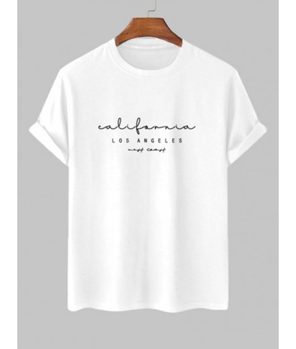 Letter California LOS ANGELES Graphic Printed Short Sleeve T-shirt And Shorts Set