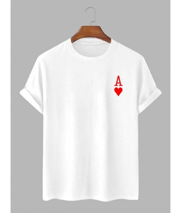 100% Cotton Playing Card Heart A Print Short Sleeves T Shirt And Shorts Set 100% Cotton Playing Card Heart A Print Short Sleeves T Shirt And Shorts Set