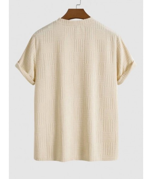 Jacquard Terry Cloth Textured Short Sleeves T Shirt With Shorts Two Piece Set