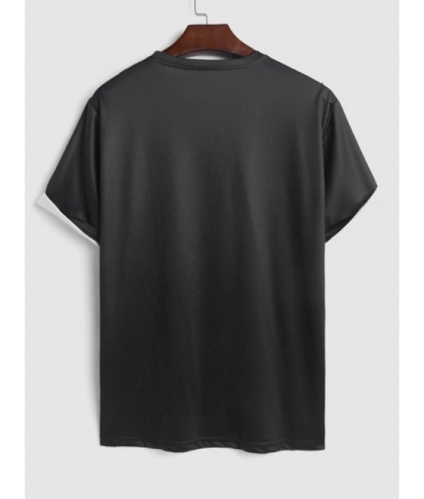 Men's Casual Two Piece Set LOS ANGELES Letter Cartoon Bear Graphic Pattern Short Sleeves Round Neck T-shirt With Solid Color Basic Shorts Set