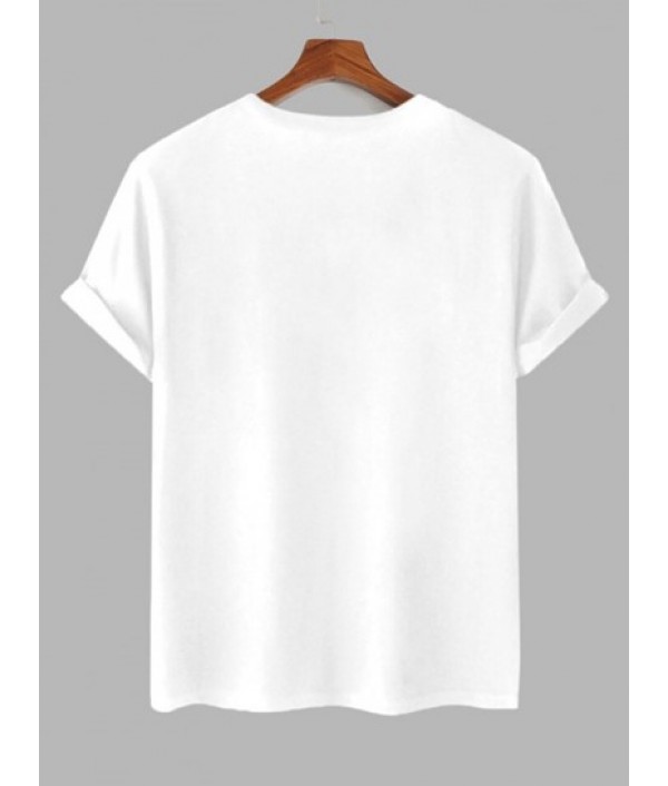 Men's Cartoon Smile Face Printed Basic Short Sleeve Crew Neck 100% Cotton Summer T-shirt And Drawstring Sweat Shorts Sports Set