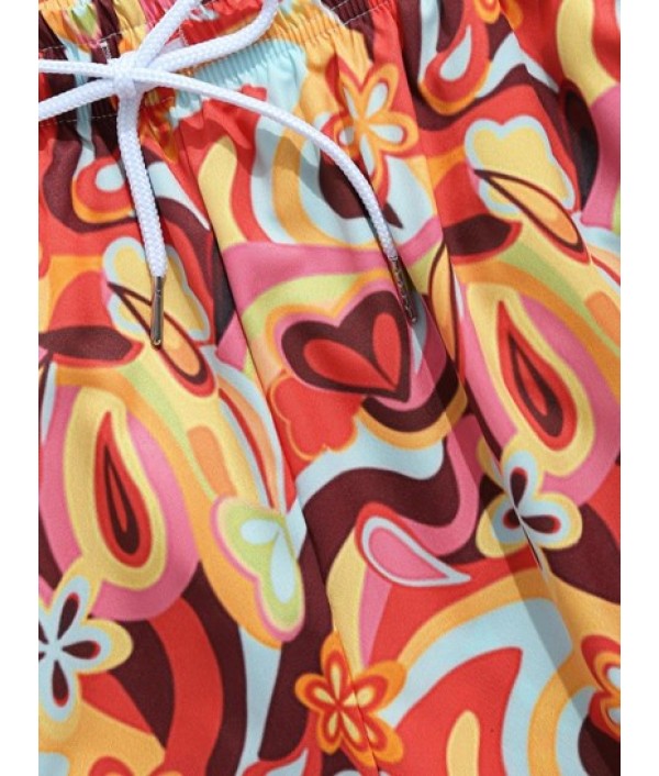 Floral Print Shirt And Pocket Shorts Set Floral Print Shirt And Pocket Shorts Set