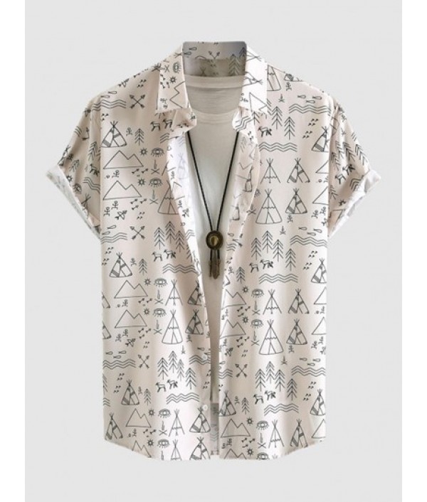 Geometric Figure Pattern Short Sleeves Shirt And Shorts Set Geometric Figure Pattern Short Sleeves Shirt And Shorts Set