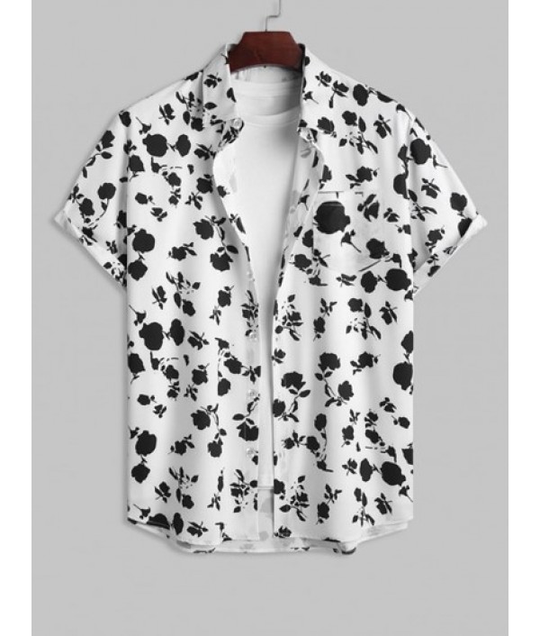 Men's Two Piece Summer Vacation Beach Floral Print Button Up Short Sleeves Shirt And Drawstring Pockets Bermuda Shorts Set Men's Two Piece Summer Vacation Beach Floral Print Button Up Short Sleeves Shirt And Drawstring Pockets Bermuda Shorts Set