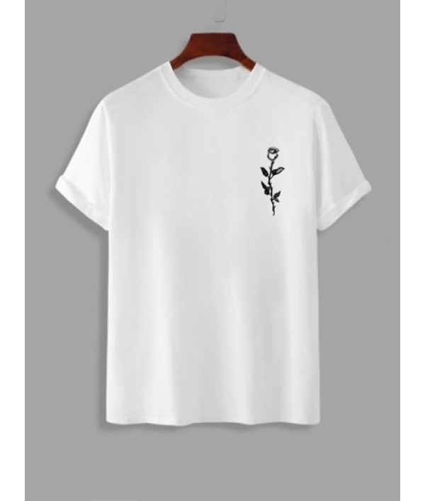 Eagle Letter Rose Graphic Pattern T-shirt And Multi-pockets Cargo Pants