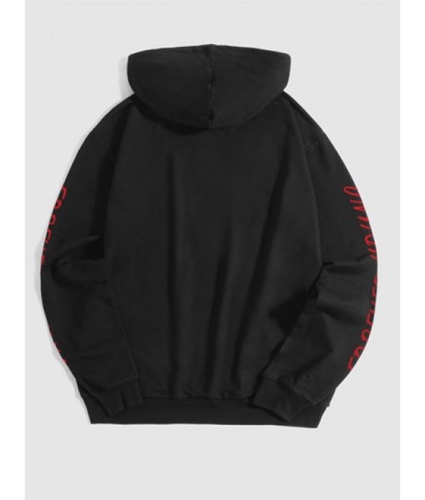 Letter And Rose Printed Pullover Hoodie And Drawstring Jogger Pants Set Outfit Letter And Rose Printed Pullover Hoodie And Drawstring Jogger Pants Set Outfit