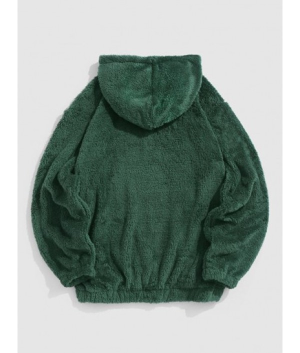 2Pcs Bear Terry Embroidered Pullover Fluffy Faux Fur Teddy Hoodies 2Pcs Bear Terry Embroidered Pullover Fluffy Faux Fur Teddy Hoodies