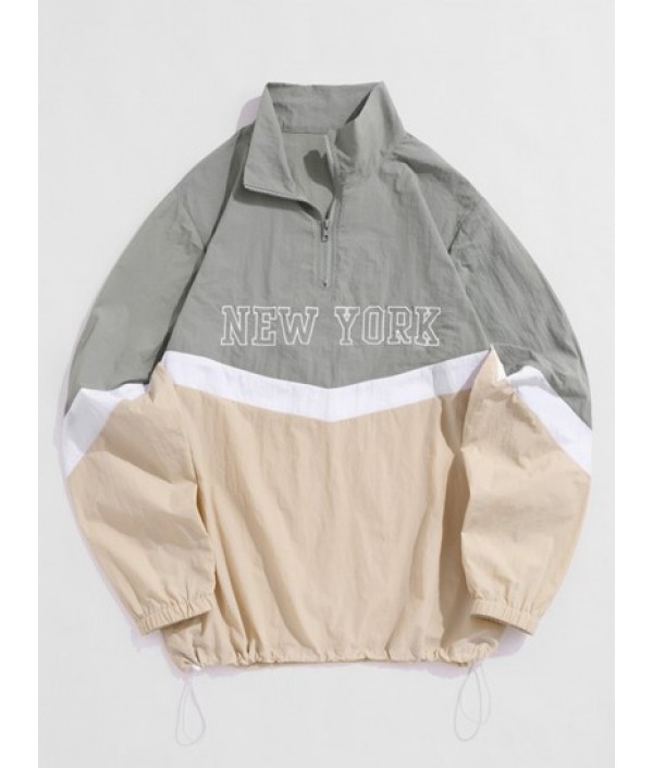 New York Embroidered Colorblock Pullover Windbreaker And Shorts Set New York Embroidered Colorblock Pullover Windbreaker And Shorts Set