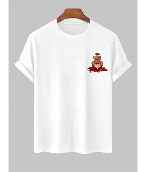 Men's Athleisure Outfits Letter Cartoon Bear Tie Graphic Printed Short Sleeves T-shirt And Basic Casual Shorts Set Men's Athleisure Outfits Letter Cartoon Bear Tie Graphic Printed Short Sleeves T-shirt And Basic Casual Shorts Set