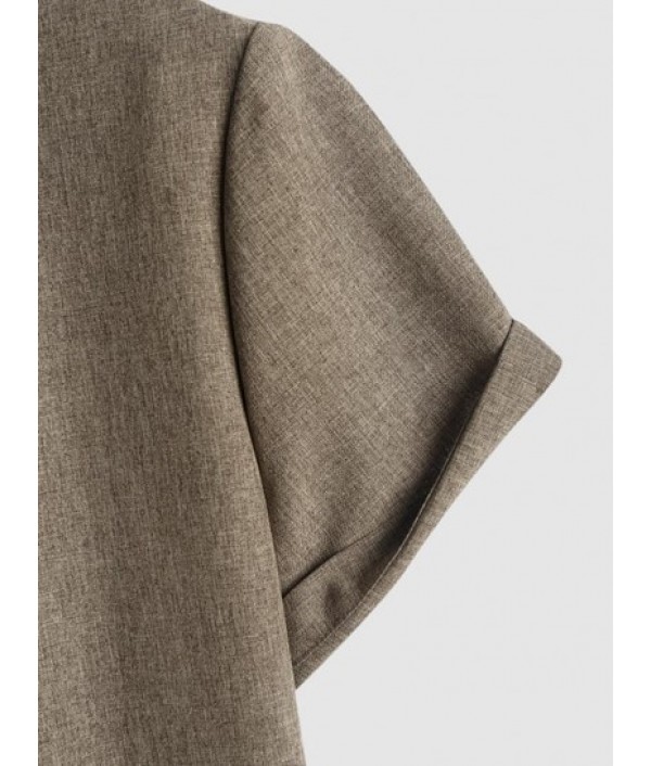 Men's Marled Short Sleeves Button Front Shirt And Drawstring Pants Set