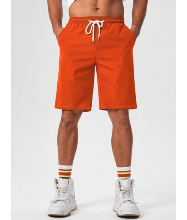 Men's Casual Two Piece Set LOS ANGELES Letter Cartoon Bear Graphic Pattern Short Sleeves Round Neck T-shirt With Solid Color Basic Shorts Set