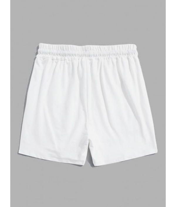 Men's 3Pcs Basic Solid Color Drawstring Sports Sweat Shorts Set