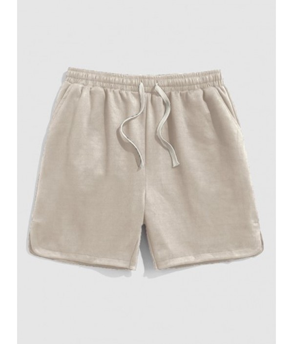 Faux Suede Short Sleeves T-shirt And Shorts Set