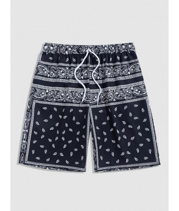 Men's Co Ord Two Piece Set Summer Vacation Ethnic Paisley Scarf Print Short Sleeve Round Neck T Shirt With Drawstring Pocket Bermuda Shorts Set Men's Co Ord Two Piece Set Summer Vacation Ethnic Paisley Scarf Print Short Sleeve Round Neck T Shirt With Drawstring Pocket Bermuda Shorts Set