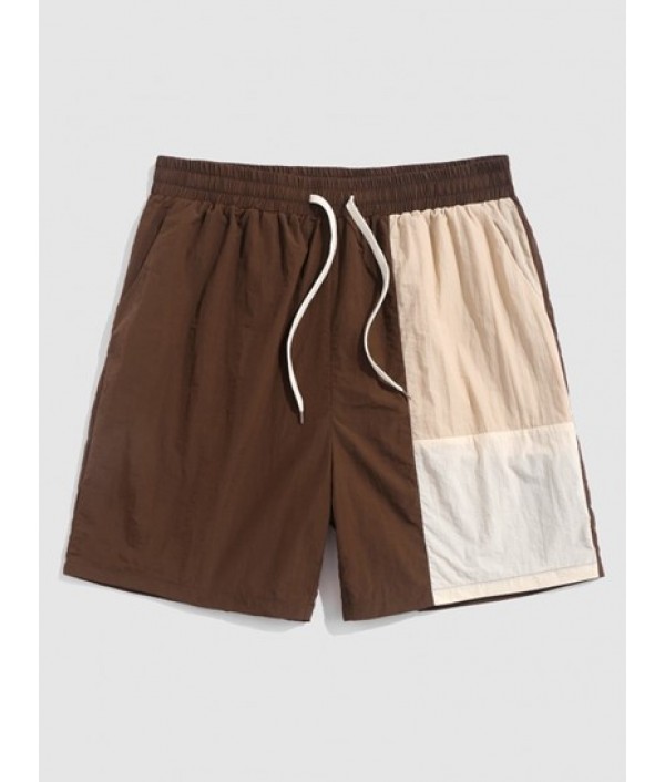 Jacquard Towel Cloth Short Sleeves T-shirt And Colorblock Drawstring Casual Shorts Set Jacquard Towel Cloth Short Sleeves T-shirt And Colorblock Drawstring Casual Shorts Set