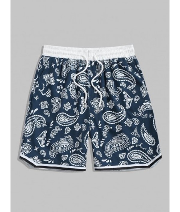 Men's Vintage Ethnic Style Paisley CALIFORNIA Graphic Pattern Crew Neck Short Sleeves T-shirt And Drawstring Summer Beach Vacation Shorts Set