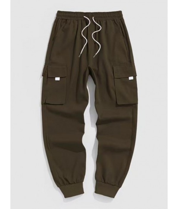 Two Tone Colorblock Short Sleeves Shirt And Beam Feet Cargo Pants Set