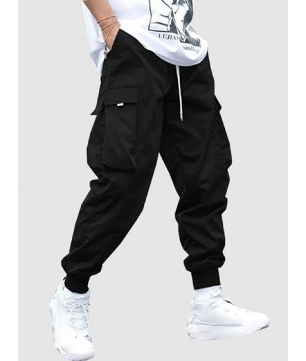 Birds Pattern Short Sleeves Cotton T-shirt And Drawstring Cargo Pants Set