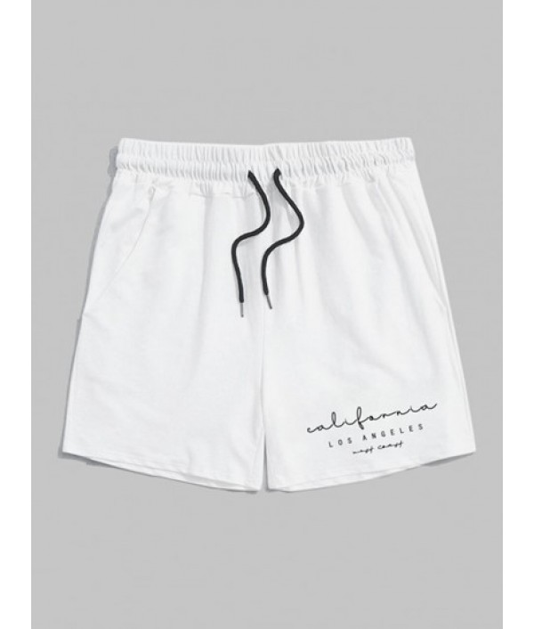 Letter California LOS ANGELES Graphic Printed Short Sleeve T-shirt And Shorts Set