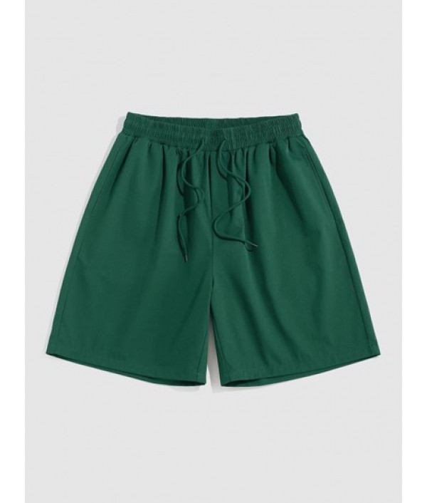 Colorblock T-shirt And Drawstring Shorts Set