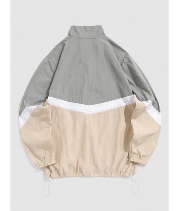 New York Embroidered Colorblock Pullover Windbreaker And Shorts Set New York Embroidered Colorblock Pullover Windbreaker And Shorts Set