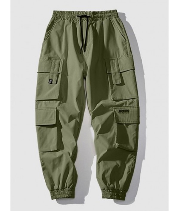 Japanese Sea Wave Printed Short Sleeves T-shirt With Multi Flap Pockets Jogger Pants Set Japanese Sea Wave Printed Short Sleeves T-shirt With Multi Flap Pockets Jogger Pants Set