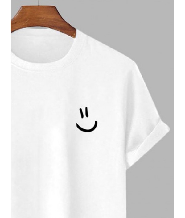 Smile Face Cartoon T-shirt And Tie Dye Shorts Two Piece Set Smile Face Cartoon T-shirt And Tie Dye Shorts Two Piece Set